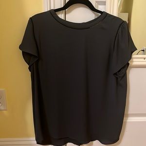 Loft Short Sleeve Navy Blouse